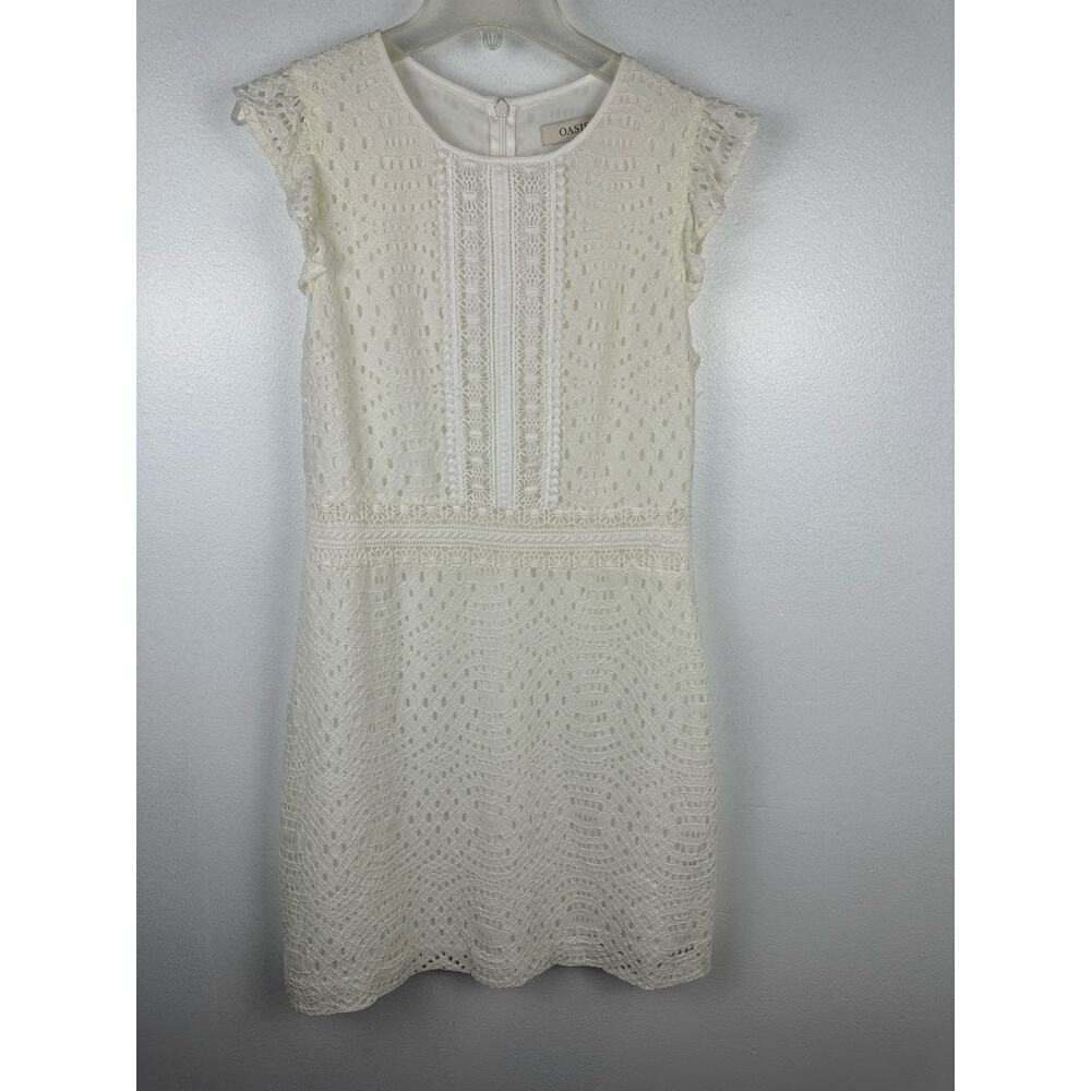 Oasis white lace cap-sleeve dress Euro 12 size xs/s US LWD Bridal